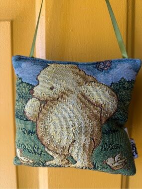 Handmade Yellow Bear Tapestry Wall Hanging Pillow by